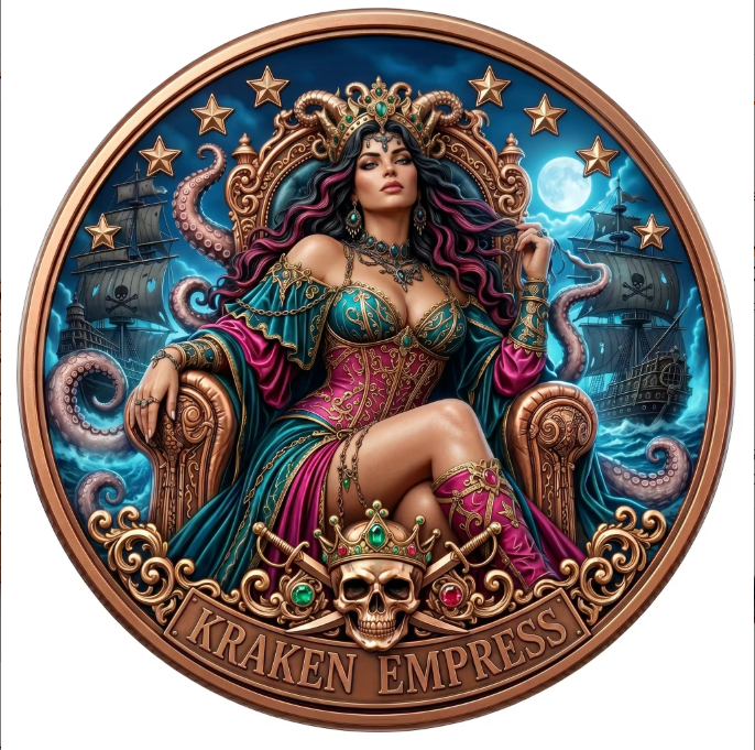 Kraken Empress 1 Troy Oz .999 Copper Round – Obverse
