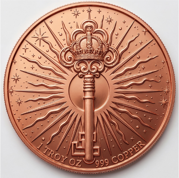 Desert Sultan 1 Troy Oz .999 Copper Round – Reverse (Fixed Back, Crown Key design)