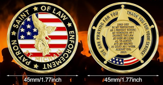 Saint Michael Patron Saint of Law Enforcement Prayer Challenge Coins, 45mm, 20-Piece Lot