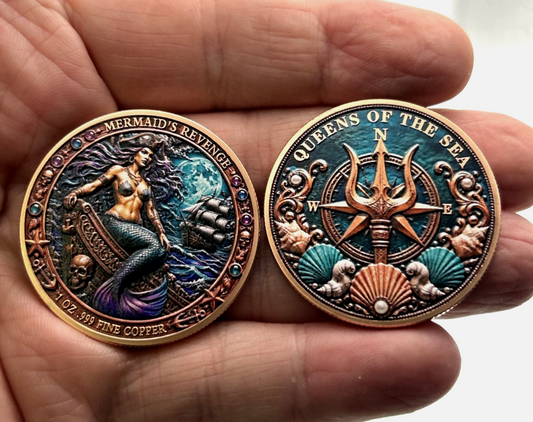 Mermaid's Revenge | Queens of the Sea - 3D High Relief 1 oz Copper Round