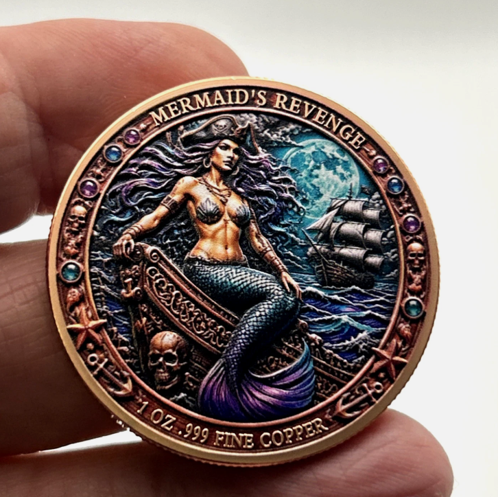 Mermaid's Revenge | Queens of the Sea - 3D High Relief 1 oz Copper Round