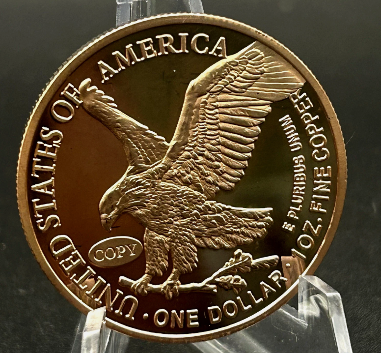 Bank Heist Liberty - Imprinted Front 3D Eagle Rear 1 oz Copper Round