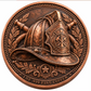 Firefighter helmet copper coin marked 1 oz .999 fine copper