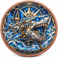 Blue mechanical shark and compass rose, colorized 1 oz .999 fine copper coin