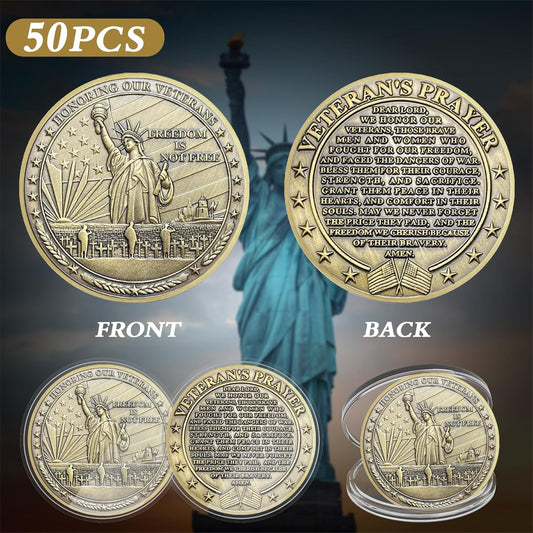 Veteran’s Prayer Challenge Coin – Freedom Is Not Free Antique Bronze (50 Pack)
