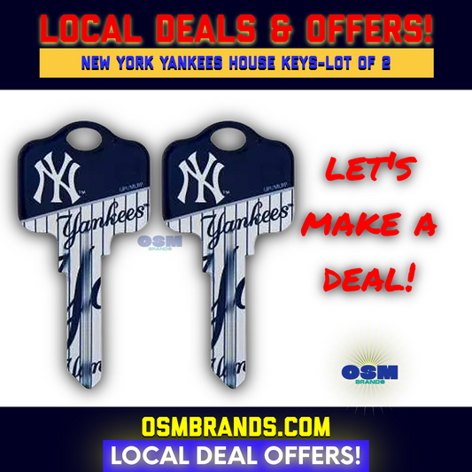 2 PK NEW YORK YANKEES OFFICIAL MLB House Key Blank for KWIKSET OR SCHLAGE