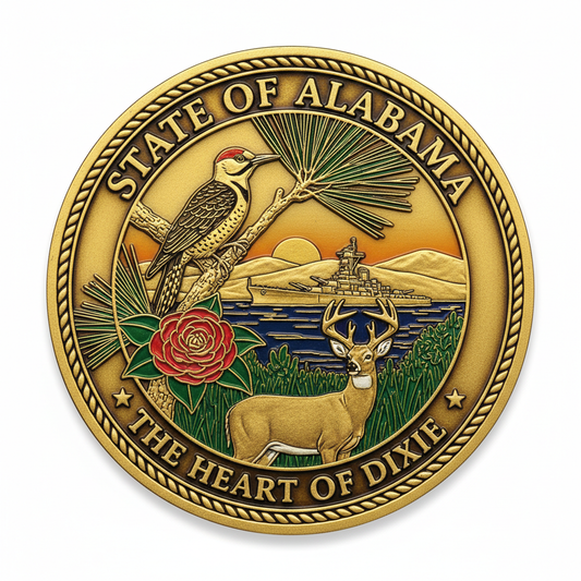 Alabama State Challenge Coin - Antique Gold