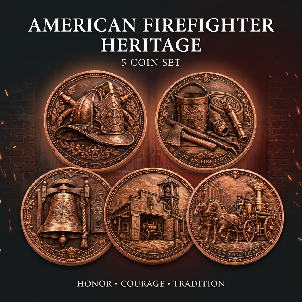 American Firefighter Heritage 5 Coin Set cover