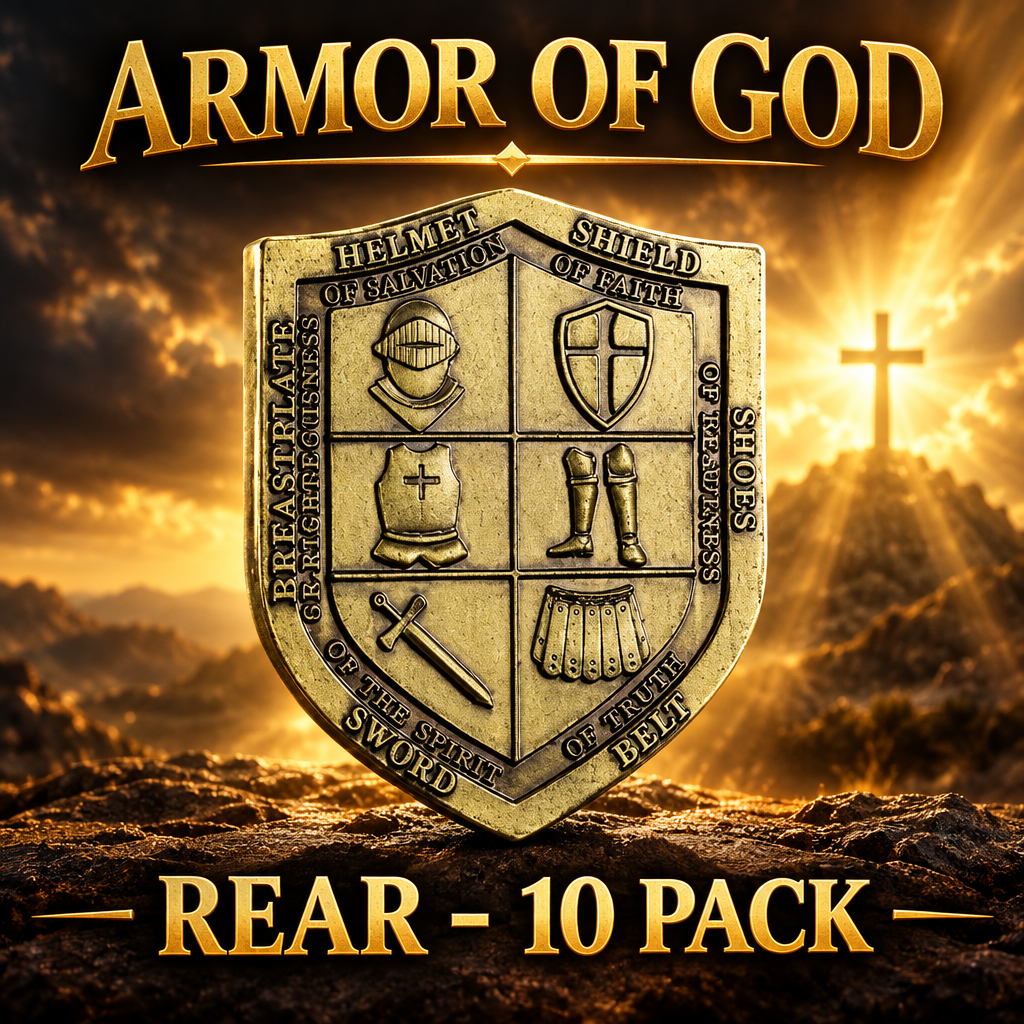 Armor of God Shield Challenge Coins – 2-Inch Christian Coins – 10 Pack