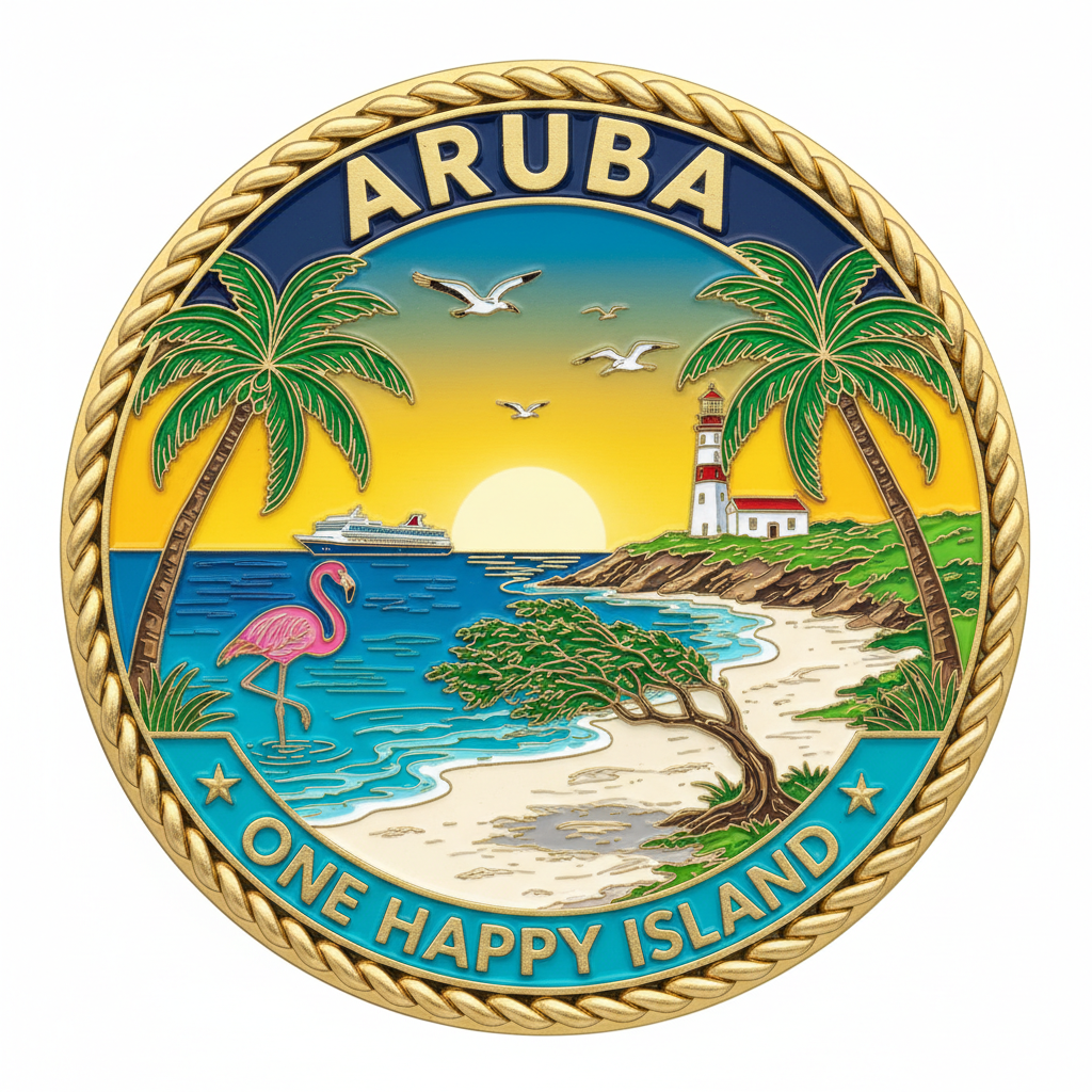 Aruba Beach Scene Challenge Coin