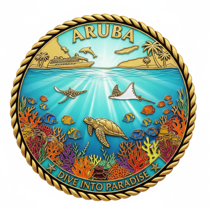 Aruba - Island Of Eternal Sunsets Customizable Challenge Coin Wholesale 50 Pcs.