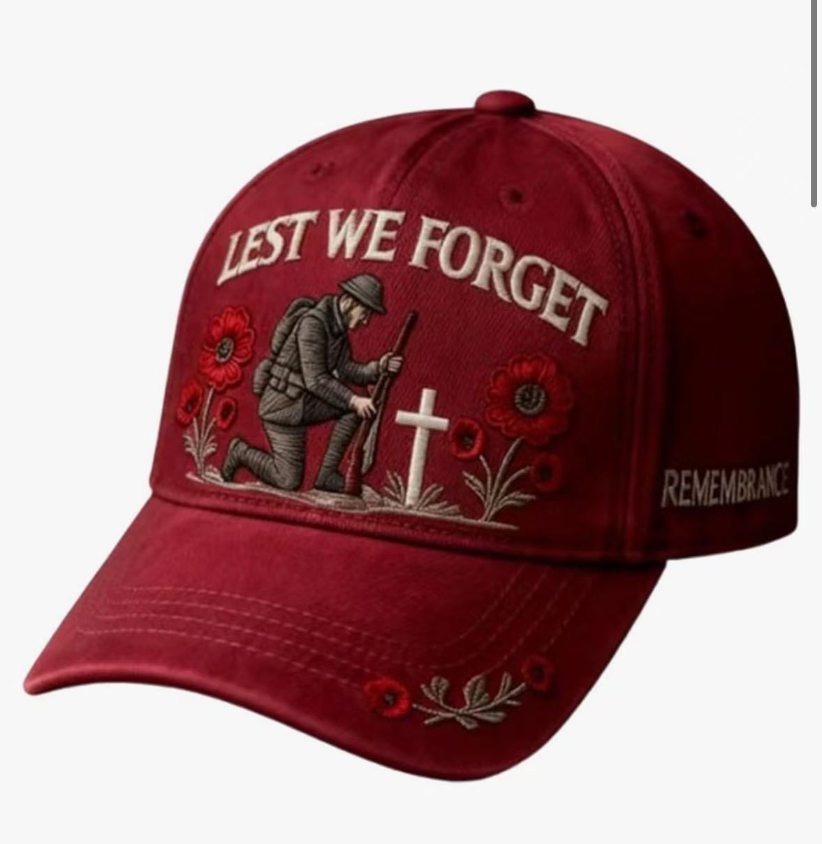 US Lest We Forget Embroidered Baseball Cap