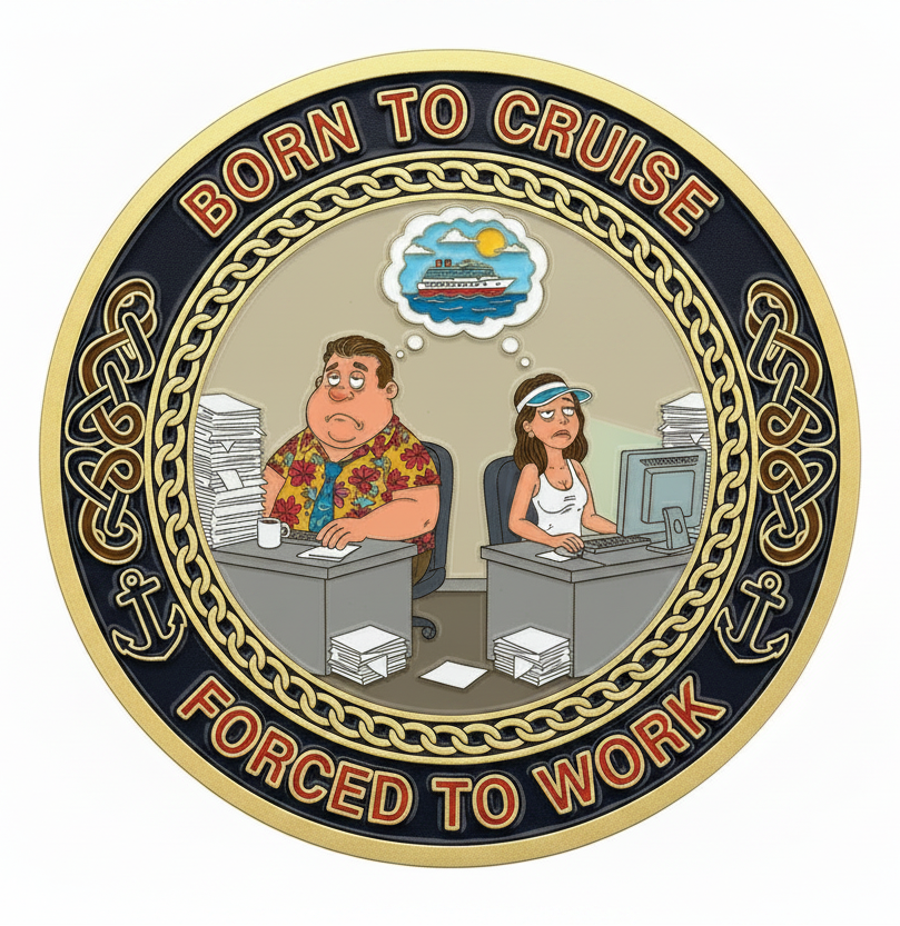 Born to Cruise Forced to Work Coin - Edited