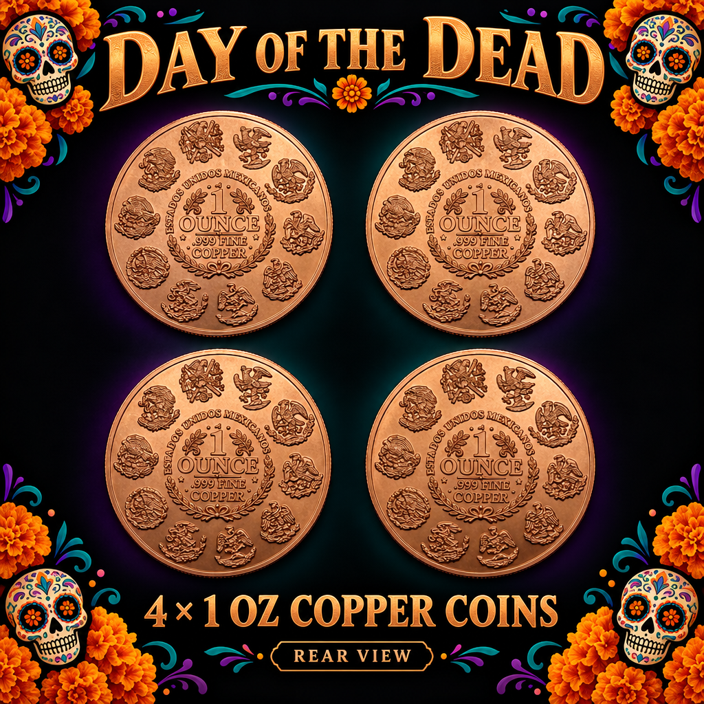 Day of the Dead 4-Piece Colorized Copper Coin Set – 1 oz .999 Fine Copper Each
