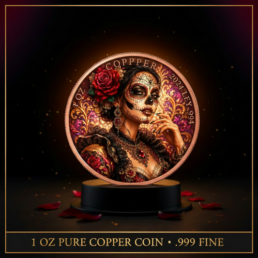 Day of the Dead Rose Coin - Even Larger