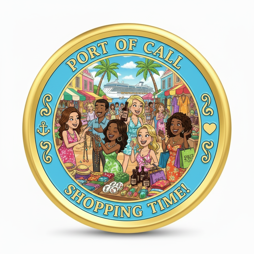 Port of Call Shopping Time! - Decked Out & Checked Out Cruise Challenge Coin (40mm)(TBA)