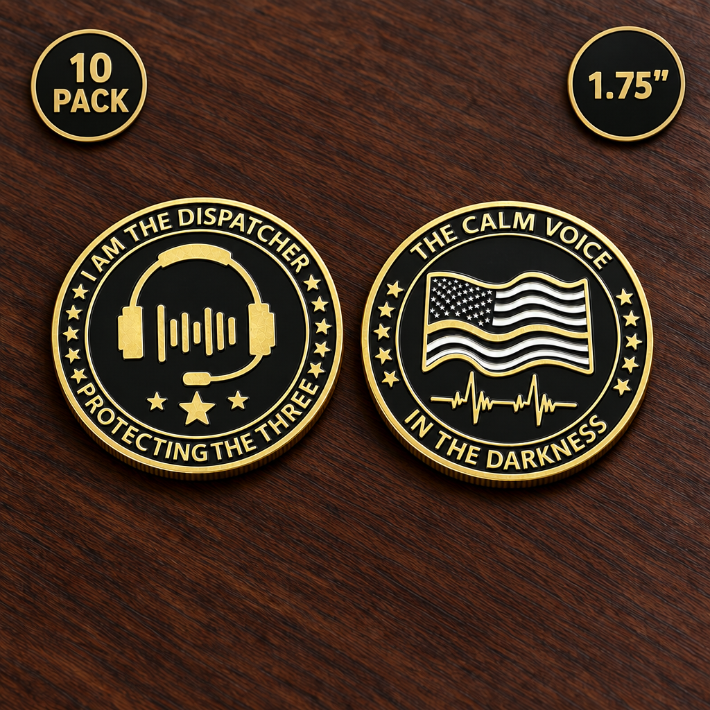 911 Dispatcher Challenge Coins – 10 Pack – 1.75″