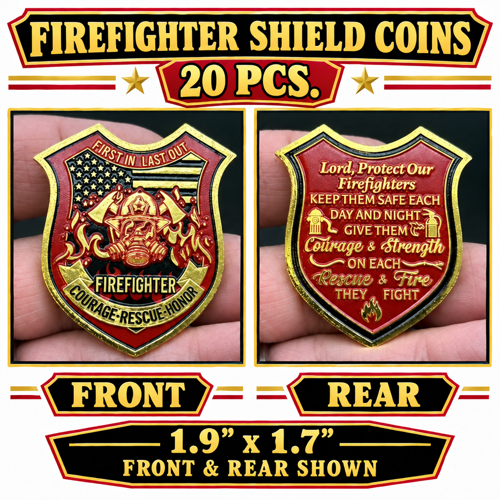 Firefighter Challenge Coin — Courage, Rescue, Honor 10/20 PACKS