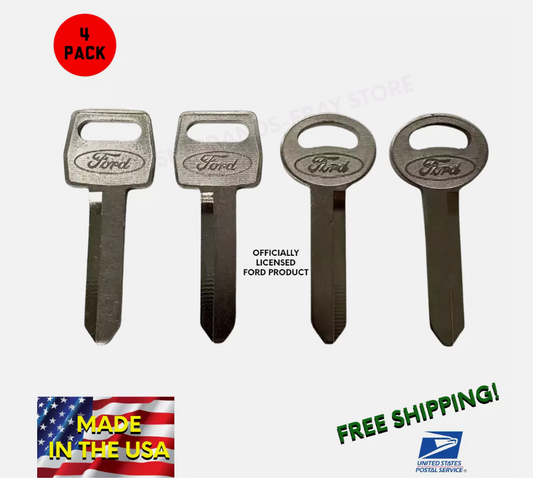 SET OF 4 Blank Keys For 1967-1993 Ford - "Family Of Fine Cars" & Oval Stamped