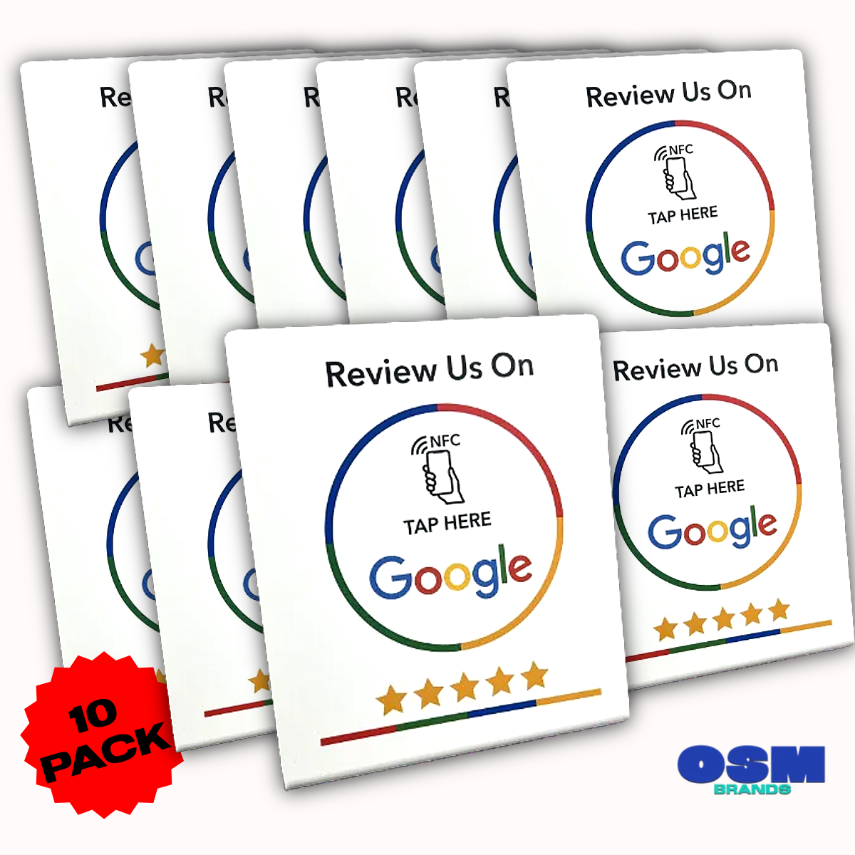 NEW! Review us on Google Stands for Businesses! Pack of 10 White