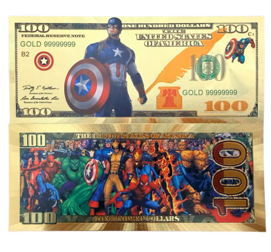 Marvel Captain America Avengers Gold Foil Novelty Bills — 10-Pack