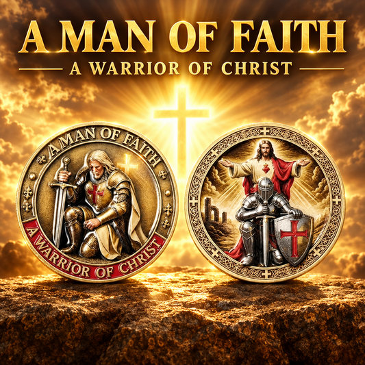A Man of Faith, A Warrior of Christ Challenge Coins – 10 Pack