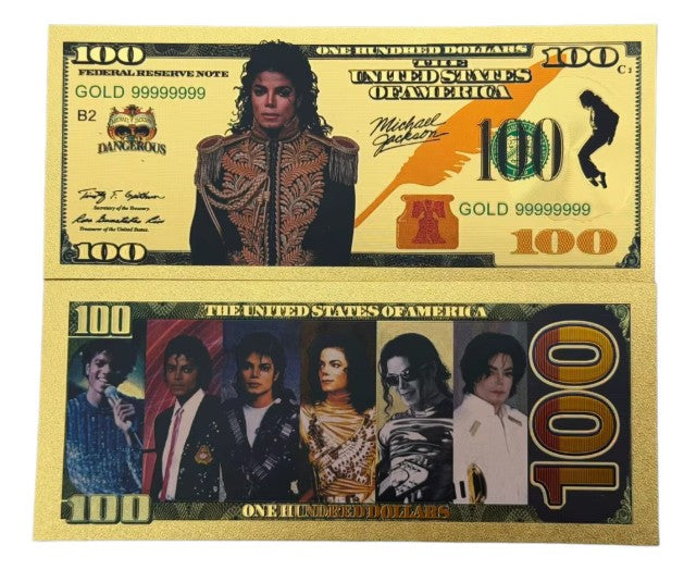 Michael Jackson 24k Gold Foil Banknotes 10 Packs-3 styles