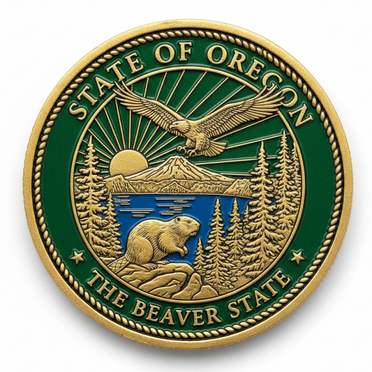 Oregon State Challenge Coin - Antique Gold
