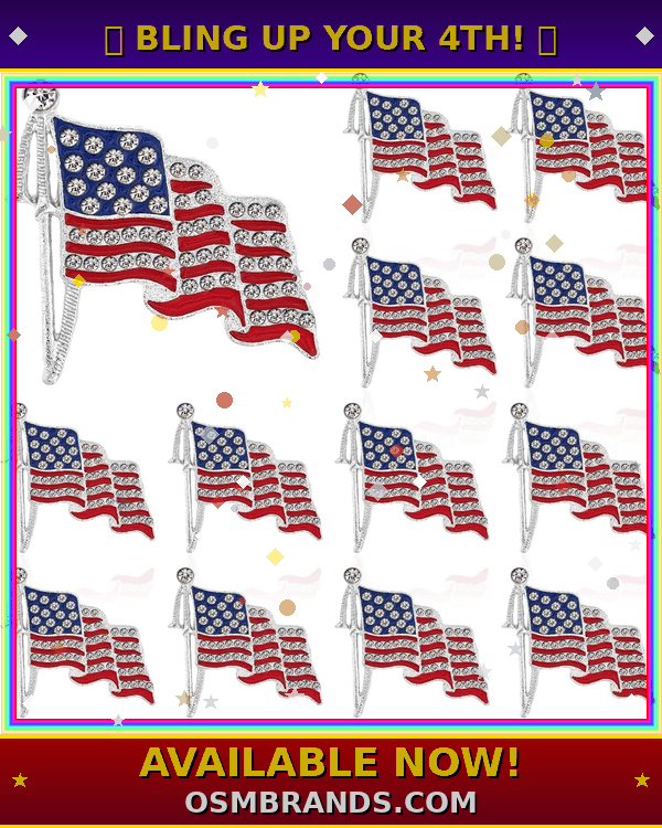 American Flag Rhinestone Lapel Pin – Patriotic Crystal Enamel Pin (12/24/48 Pack)