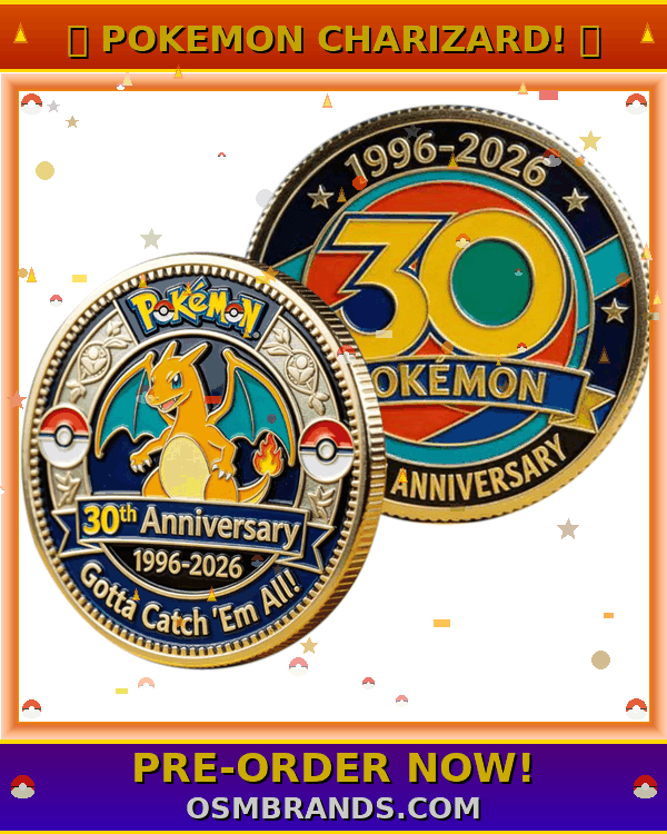 WHOLESALE ONLY-30 PCS. Pokemon 30th Anniversary Charizard "Gotta Catch 'Em All!" Commemorative Coin (1996-2026)