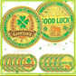 Good Luck Coin – Lucky Every Day Four Leaf Clover Challenge Coin or Golf Ball Markers (6 or 12 Pack)