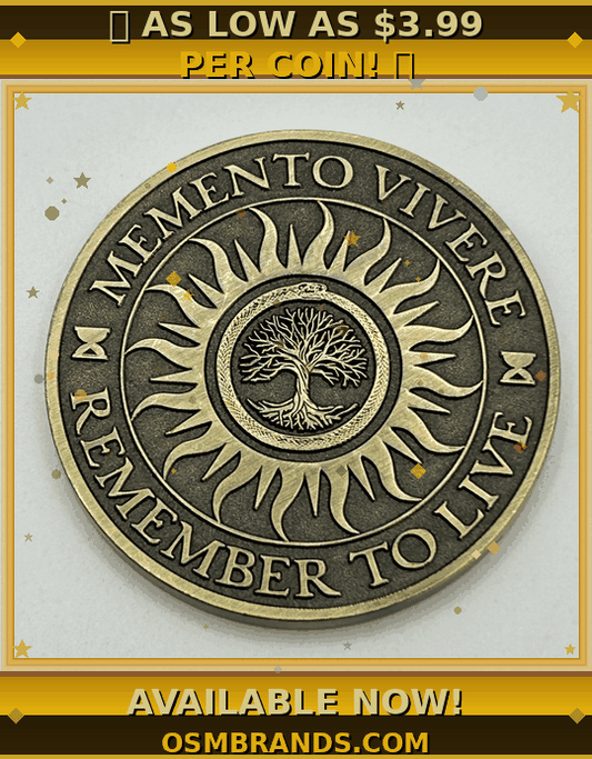 Memento Vivere Challenge Coin – 6/10-Pack | Tree of Life & Ouroboros | Remember To Live