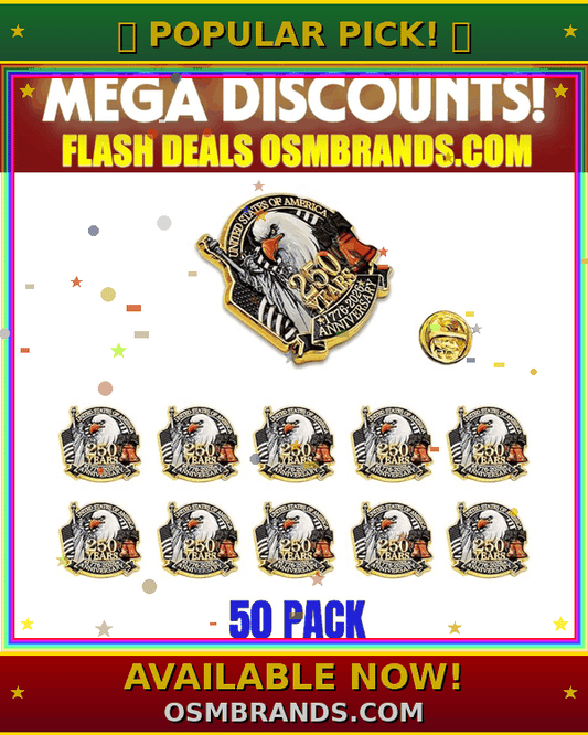 USA 250th Anniversary Bald Eagle Lapel Pin – United States of America 1776-2026 (50 Pack)