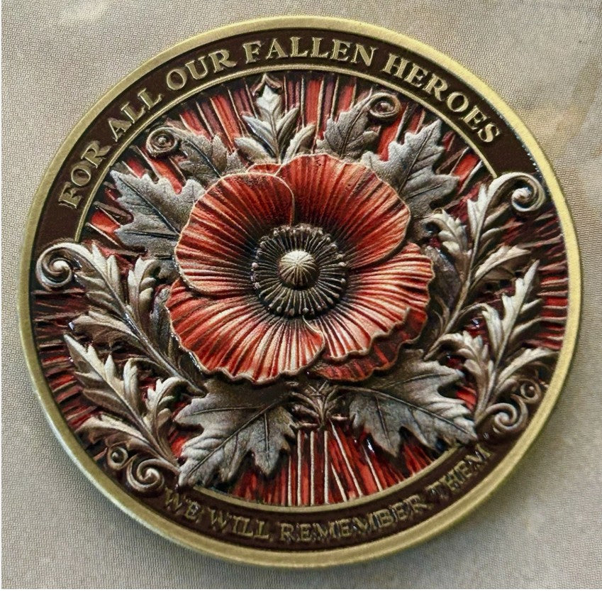 50 Veterans "For our Fallen Heroes" Poppy High Grade Challenge Coins