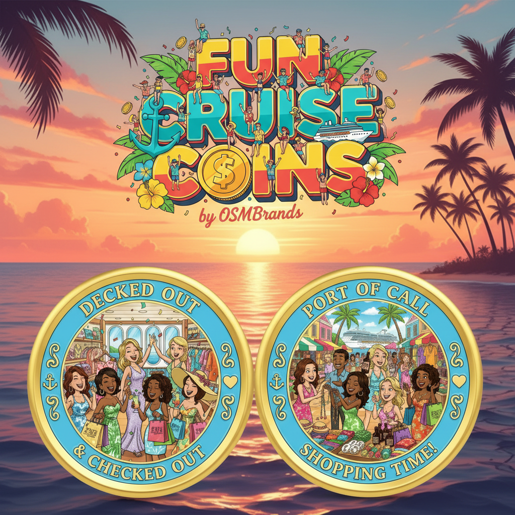 Port of Call Shopping Time - Fun Cruise Coins Cover with Logo