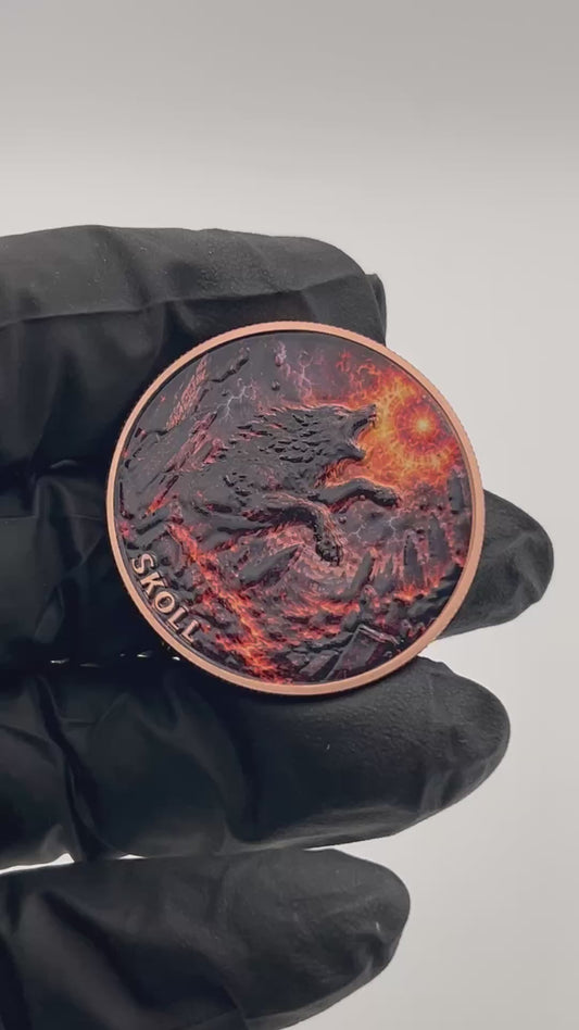 💥IN STOCK NOW! Skoll – Norse Mythology Series 1 Troy Oz .999 Fine Copper Round (40mm)