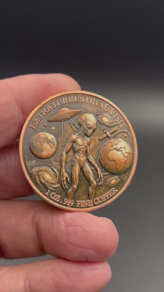 Extraterrestrial Visit 1 oz .999 Fine Copper Round - 1-10-20 Piece Lots