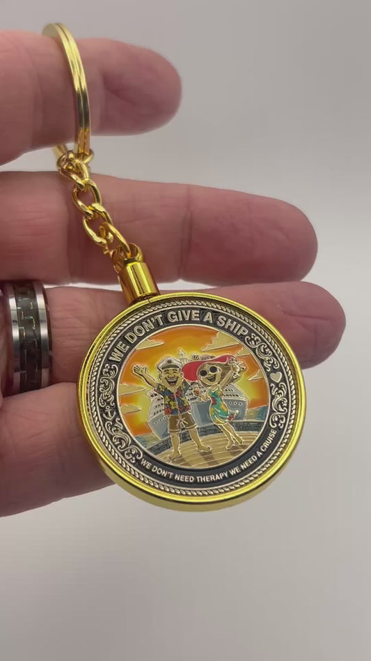 🌴BEST 2026 GIFT IDEA🌴"We Don't Give a Ship" Cruise Challenge Coin Keychain – Funny Cruiser Gift