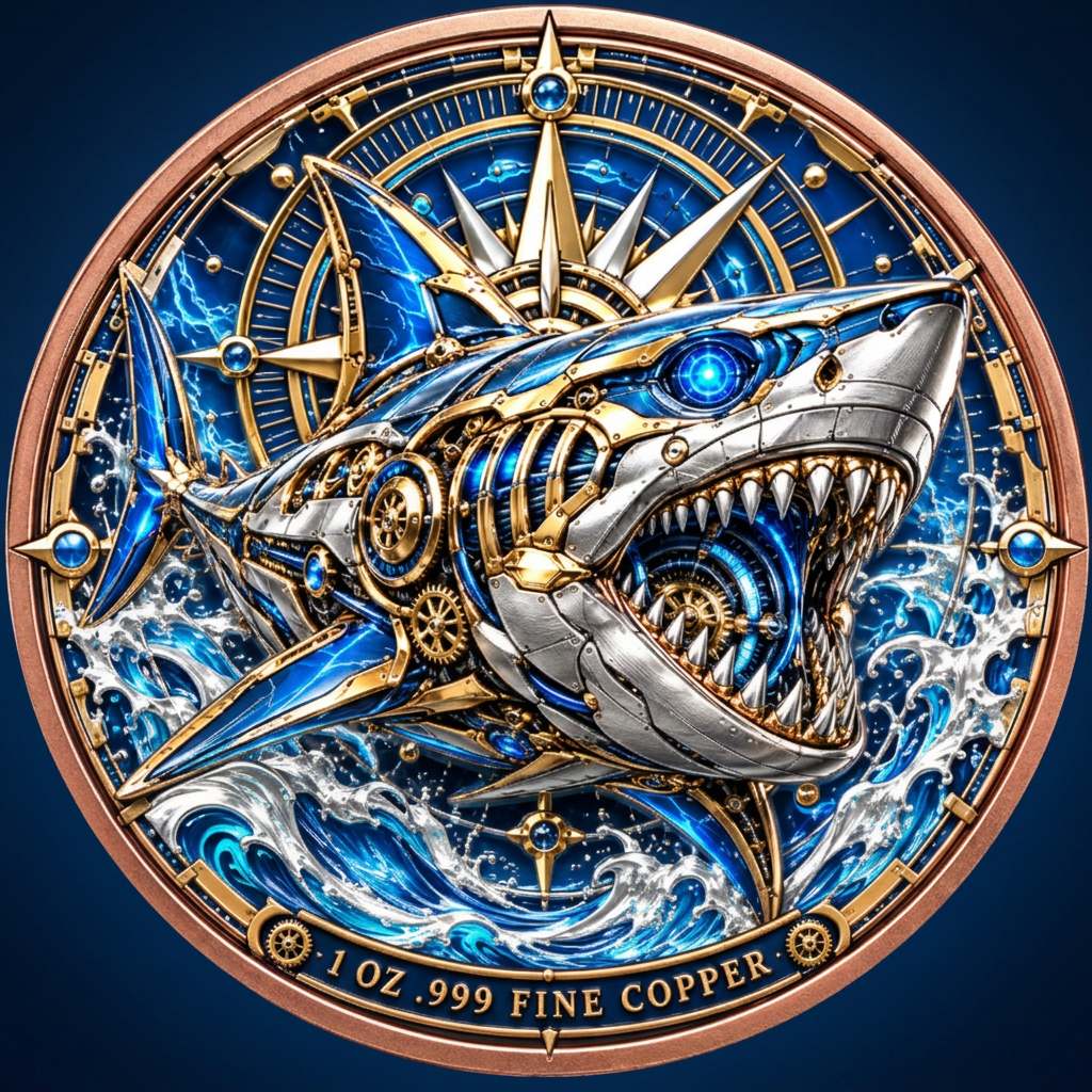 Square Blue Compass Shark cover