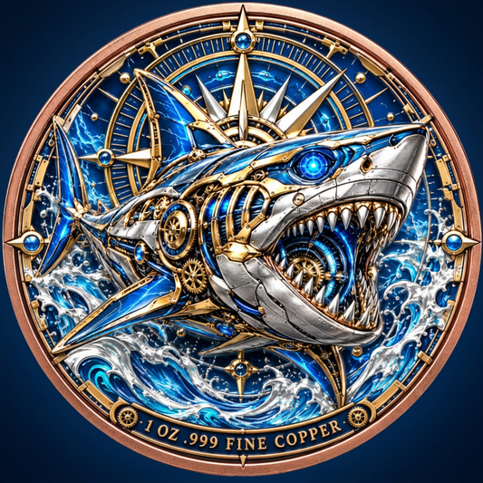 Square Blue Compass Shark cover