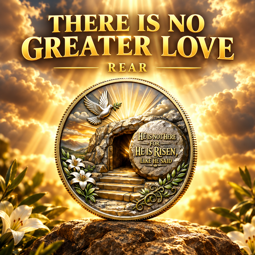 There Is No Greater Love / He Is Risen Christian Challenge Coins – 10 Pack