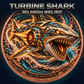 Turbine Shark cover with title outside the full coin and original lettering preserved